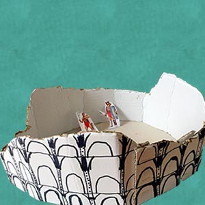 imagem de um coliseu feito de papel